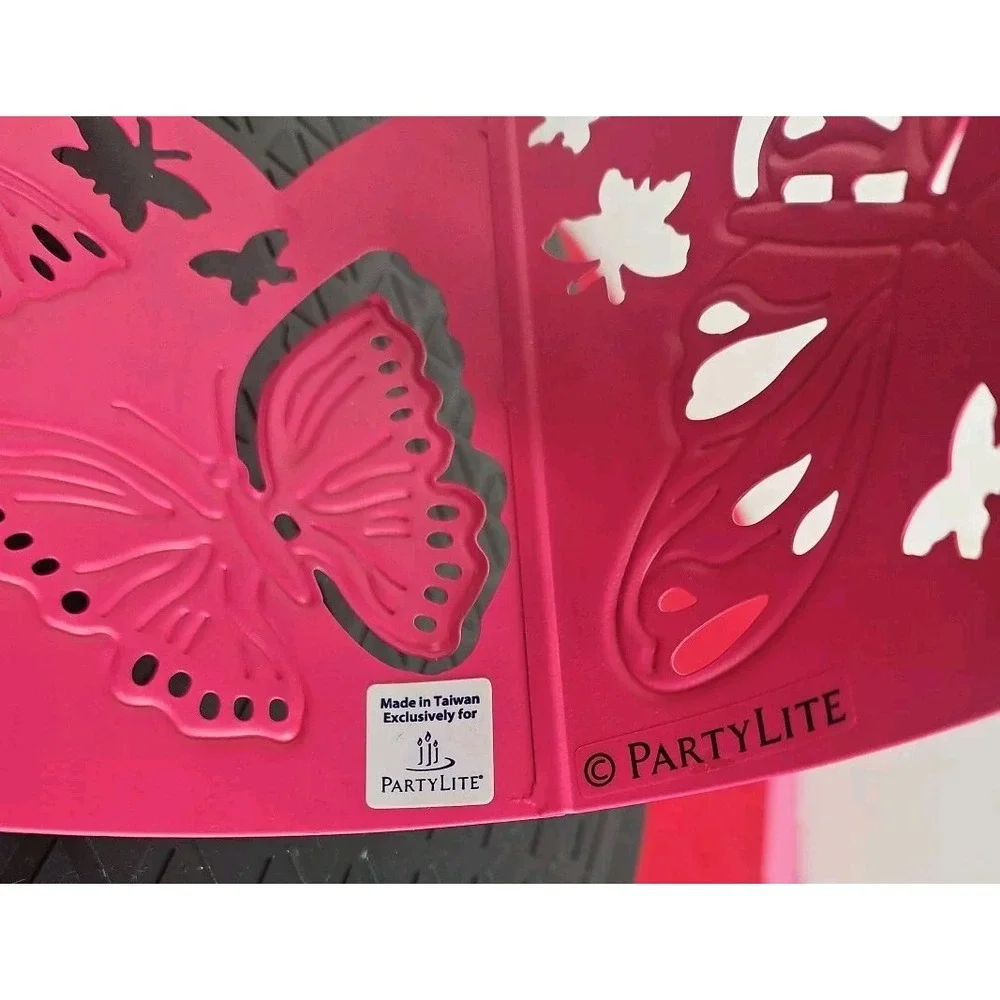 Partylite Pink Metal Butterfly 3 Wick Candle‎ Sleeve - Picture 5 of 6